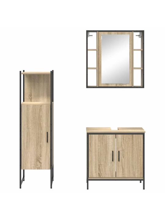 Vannitoa mööbleset uksega 3 tk pruun 60 x 30 x 60 cm tehispuit