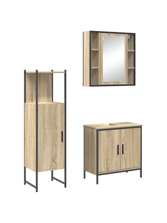 Vannitoa mööbleset uksega 3 tk pruun 60 x 30 x 60 cm tehispuit