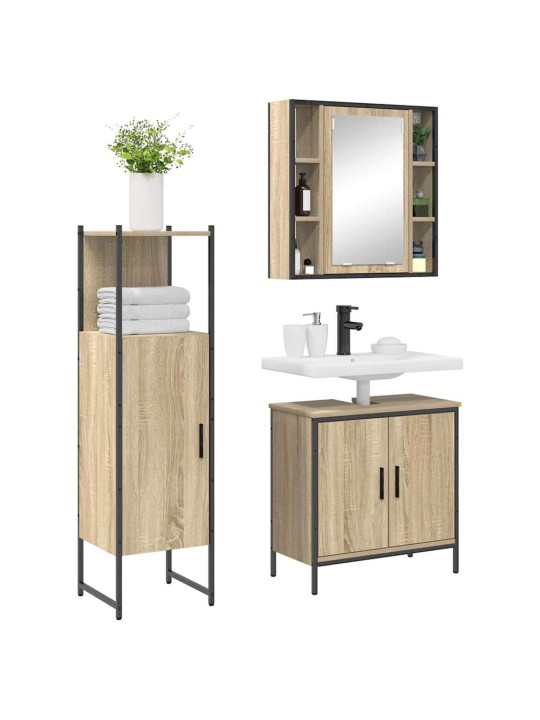 Vannitoa mööbleset uksega 3 tk pruun 60 x 30 x 60 cm tehispuit