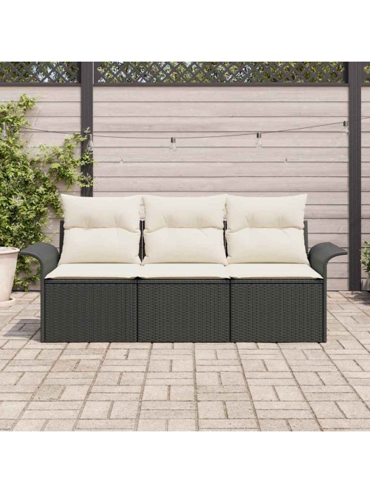 Aia diivanikomplekt 3 tk must 196 x 62 x 85cm polürotang