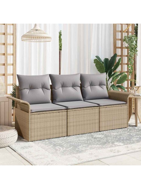 Aia diivanikomplekt 3 tk beež 196 x 62 x 85cm polürotang