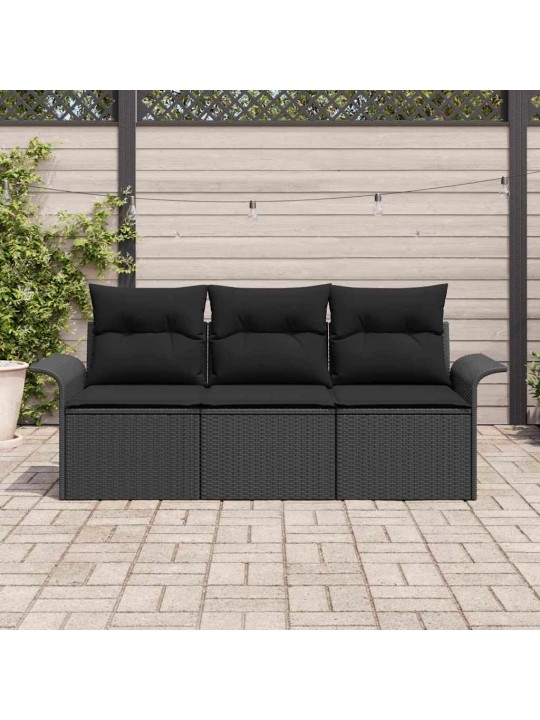 Aia diivanikomplekt 3 tk must 196 x 62 x 85cm polürotang