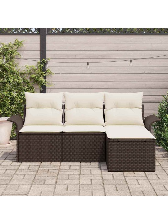 Aia diivanikomplekt 4 tk pruun 55 x 55 x 37cm polürotang