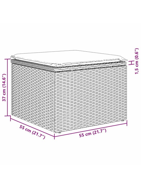 Aia diivanikomplekt 4 tk beež 55 x 55 x 37cm polürotang