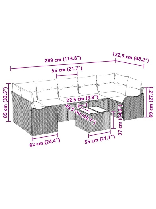 Aia diivanikomplekt 8 tk hall 55 x 55 x 37 cm polürooster