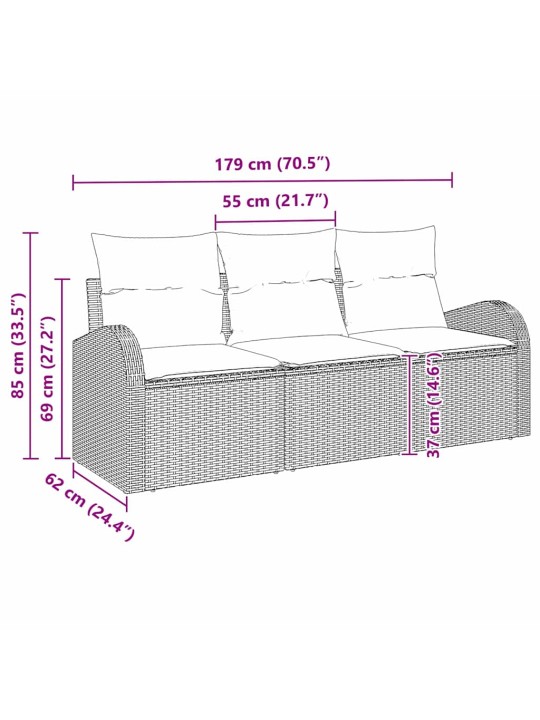 Aia diivanikomplekt padjaga 3 tk hall polürooster