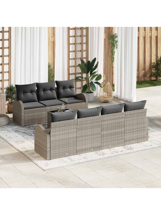 Aia diivanikomplekt 8 tk helehall 55 x 55 x 37 cm polürotang