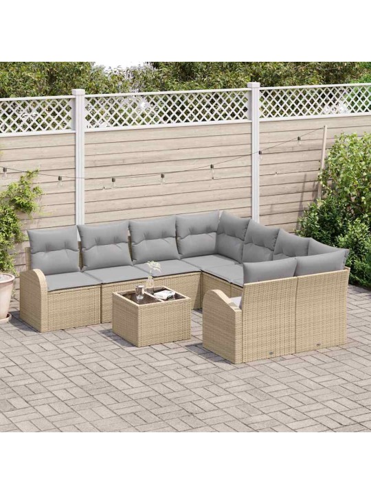 Aia diivanikomplekt 9 tk beež 55 x 55 x 37 cm polürotang