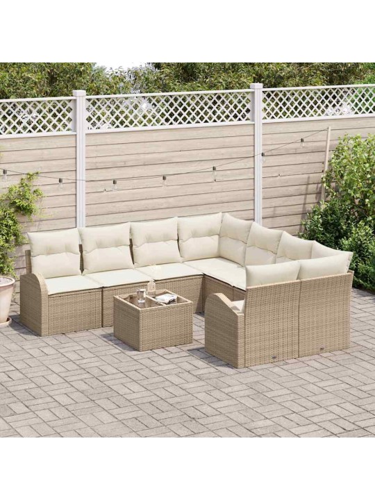 Aia diivanikomplekt 9 tk beež 55 x 55 x 37 cm polürotang