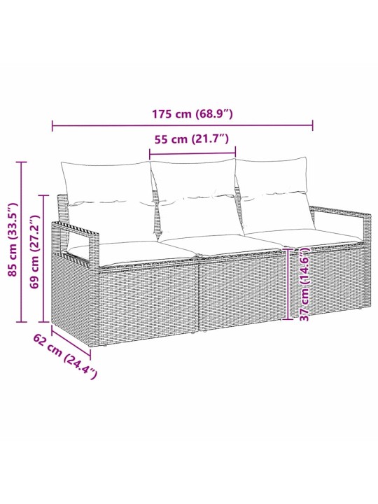 Aia diivanikomplekt 3 tk hall polürooster