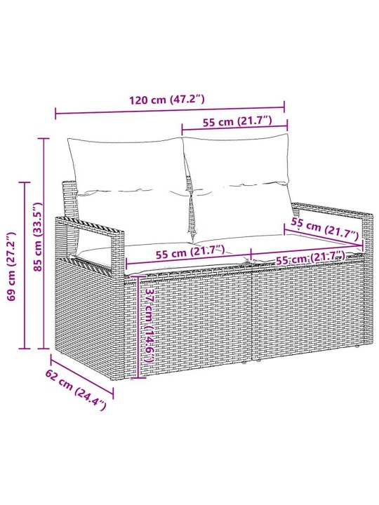 Aia diivanikomplekt 5 tk hall 55 x 55 x 37 cm polürotang