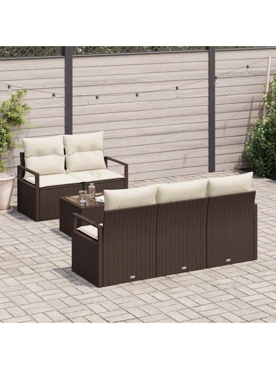 Aia diivanikomplekt 6 tk pruun ja kreem 55 x 55 x 37 cm