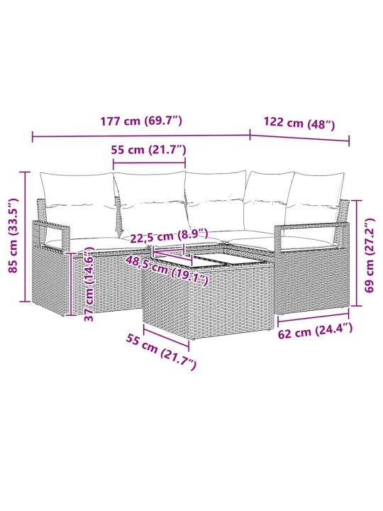 Aia diivanikomplekt 5 tk beež polürooster