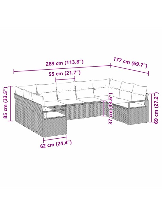 Aia diivanikomplekt 9 tk helehall polürooster
