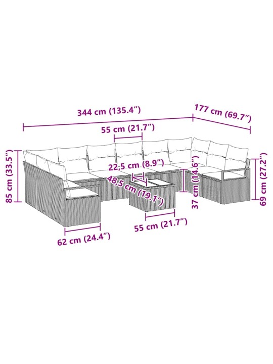 Aia diivanikomplekt 11 tk hall polürooster
