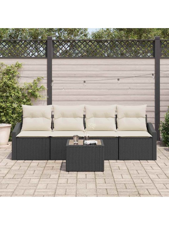 Aia diivanikomplekt padjaga 5 tk must ja kreem 55 x 55 x 37 cm