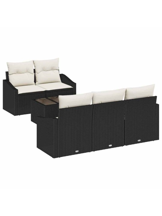 Aia diivanikomplekt padjaga 6 tk must ja kreem 55 x 55 x 37 cm