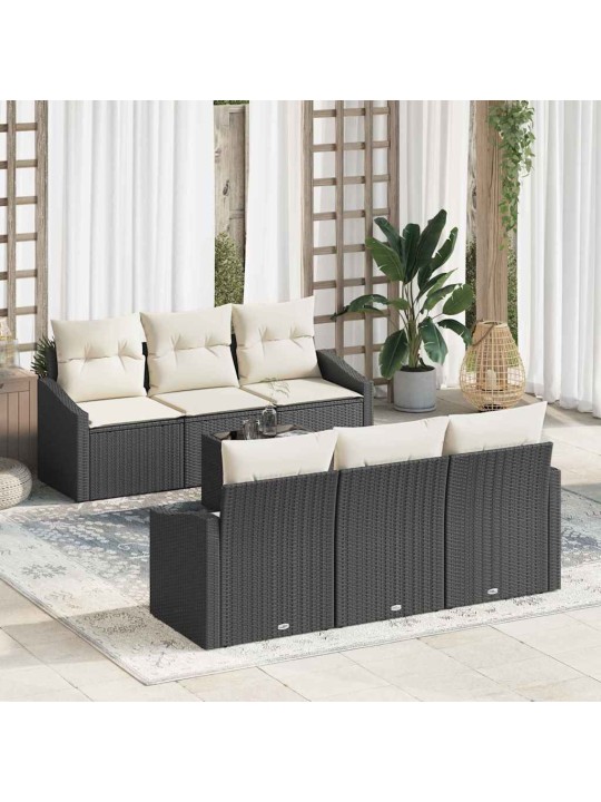 Aia diivanikomplekt padjaga 7 tk must ja kreem 55 x 55 x 37 cm