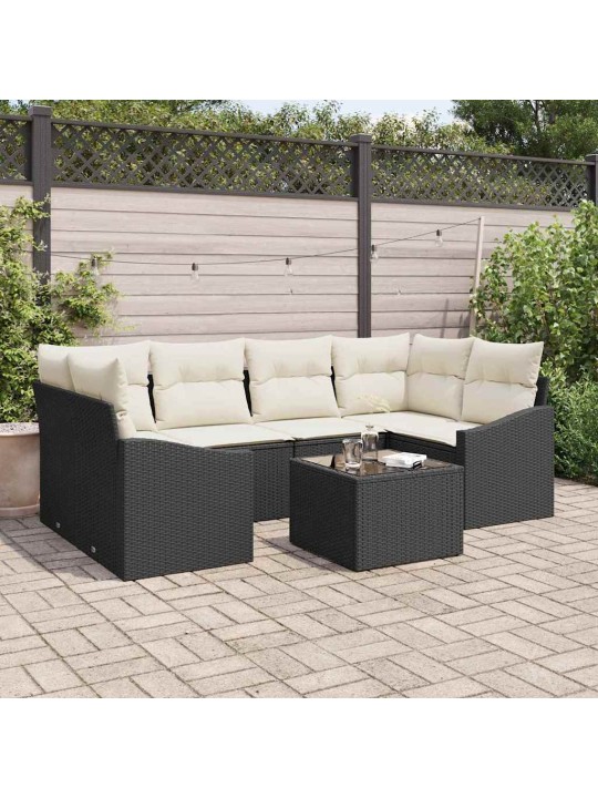 Aia diivanikomplekt padjaga 7 tk must ja kreem 55 x 55 x 37 cm