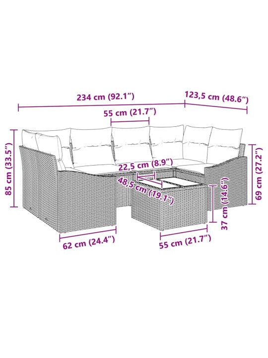 Aia diivanikomplekt padjaga 7 tk helehall 55 x 55 x 37 cm