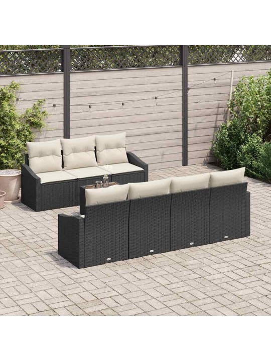 Aia diivanikomplekt padjaga 8 tk must ja kreem 55 x 55 x 37 cm