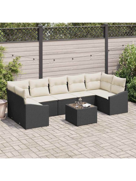 Aia diivanikomplekt padjaga 8 tk must ja kreem 55 x 55 x 37 cm