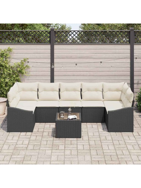 Aia diivanikomplekt padjaga 8 tk must ja kreem 55 x 55 x 37 cm