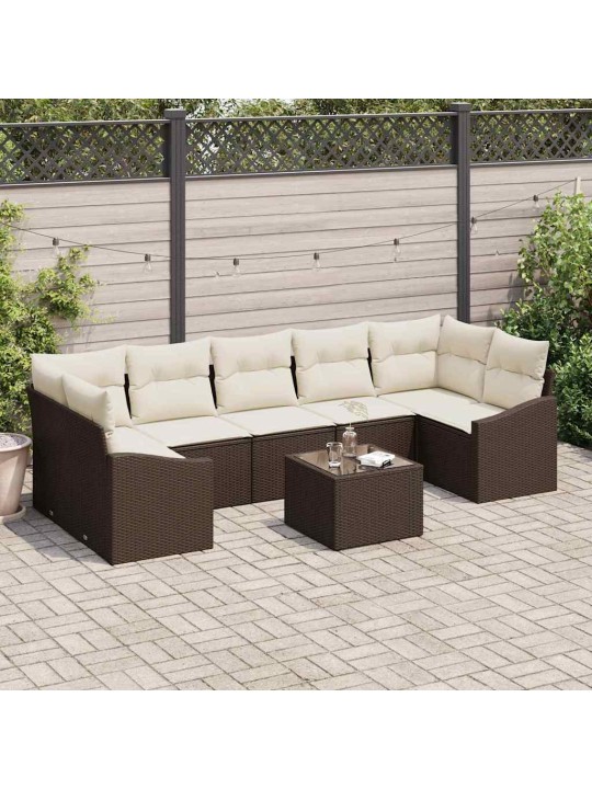 Aia diivanikomplekt 8 tk pruun ja kreem 55 x 55 x 37 cm