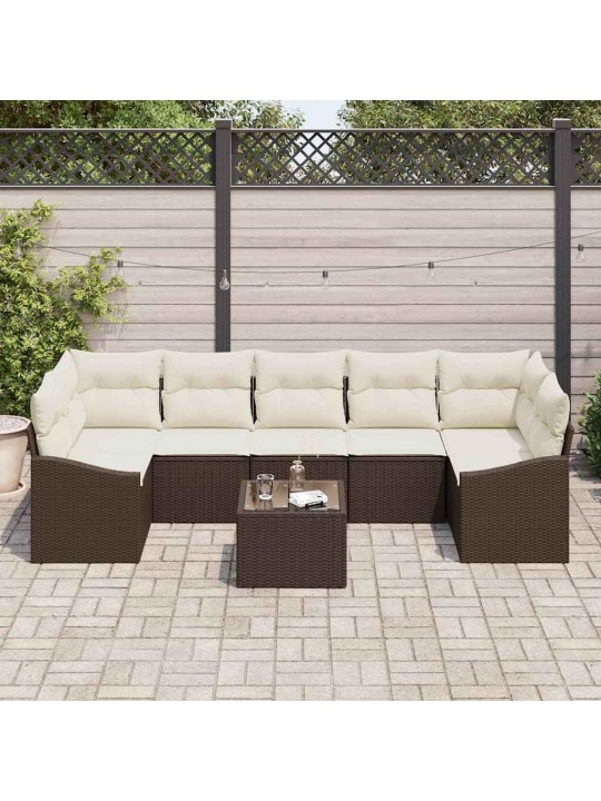 Aia diivanikomplekt 8 tk pruun ja kreem 55 x 55 x 37 cm