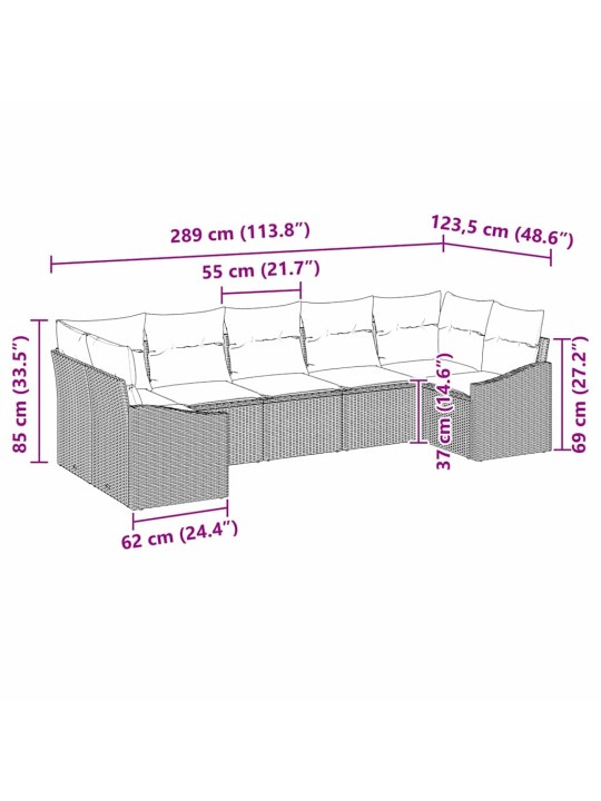Aia diivanikomplekt 7 tk hall polürooster