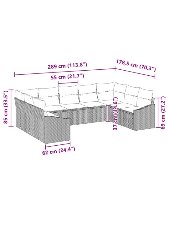 Aia diivanikomplekt 9 tk must polürooster