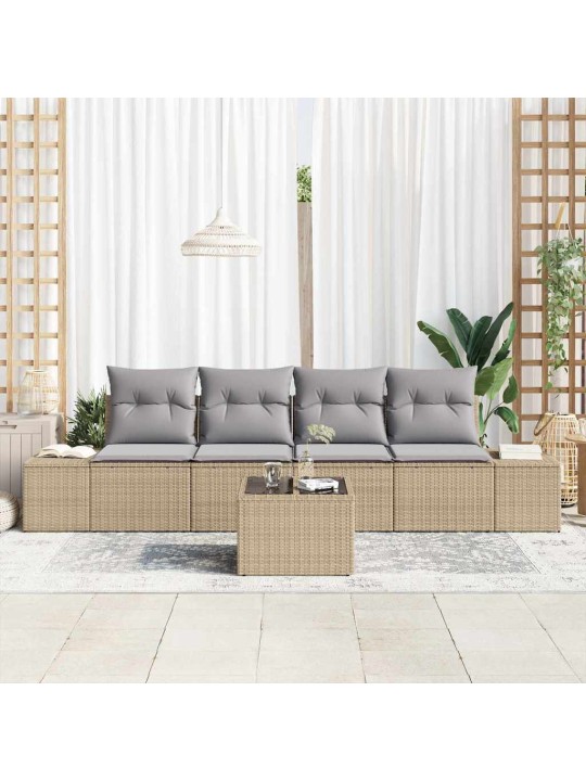 Aia diivanikomplekt 5 tk beež ja heledhall 55 x 55 x 37 cm