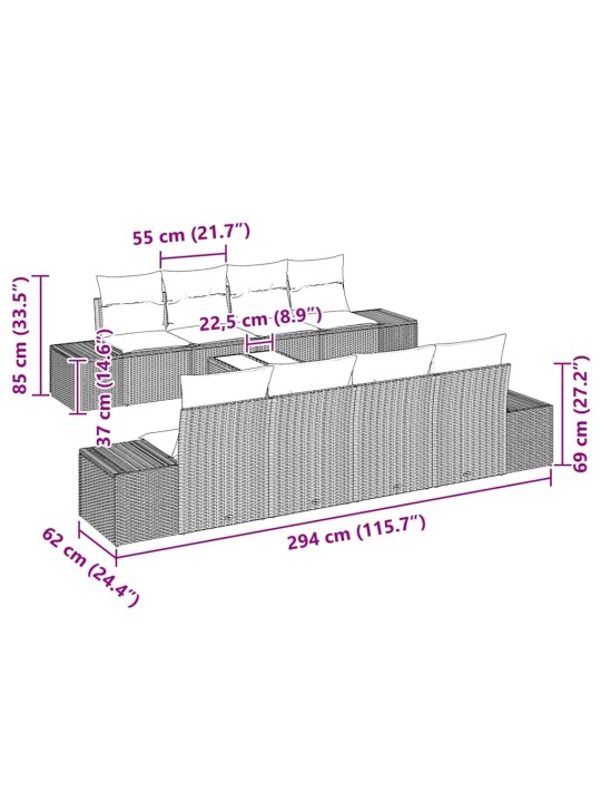 Aia diivanikomplekt padjaga 7 tk hall 55 x 55 x 37 cm