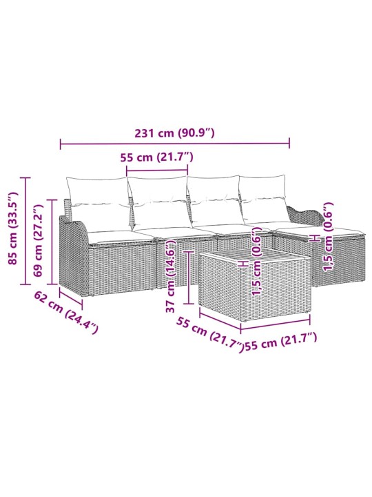 Aia diivanikomplekt 6 tk hall polürooster