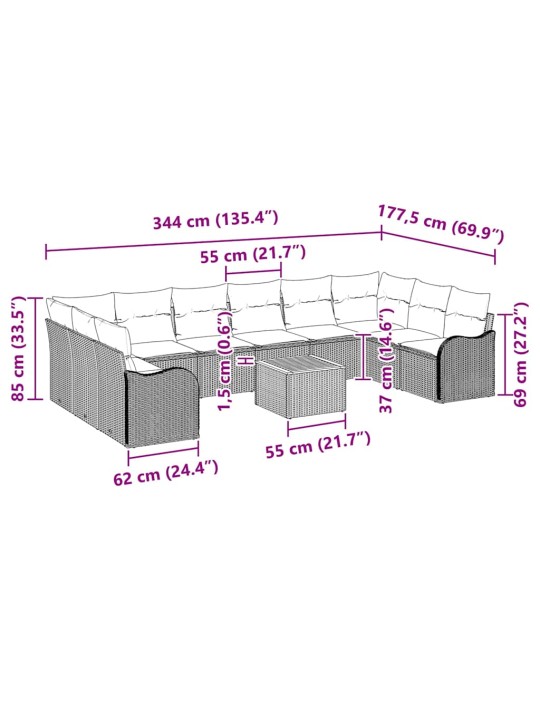 Aia diivanikomplekt 11 tk hall polürooster