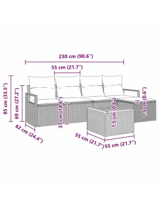 Aia diivanikomplekt padjaga 6 tk beež polürooster