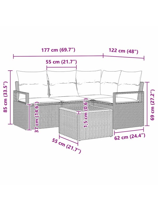 Aia diivanikomplekt padjaga 5 tk hall polürooster