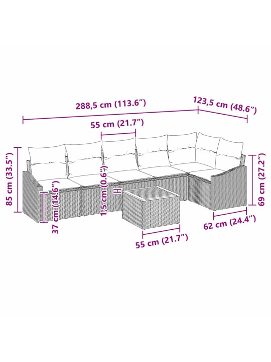Aia diivanikomplekt padjaga 7 tk hall polürooster