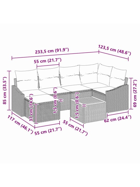 Aia diivanikomplekt padjaga 8 tk hall polürooster