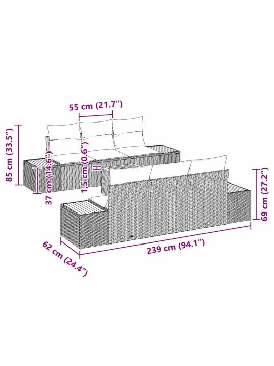 Aia diivanikomplekt padjaga 7 tk hall polürooster