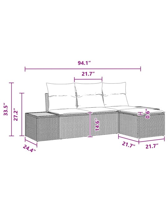 Padjaga reguleeritav 4 tk must 239 x 117 x 37 cm