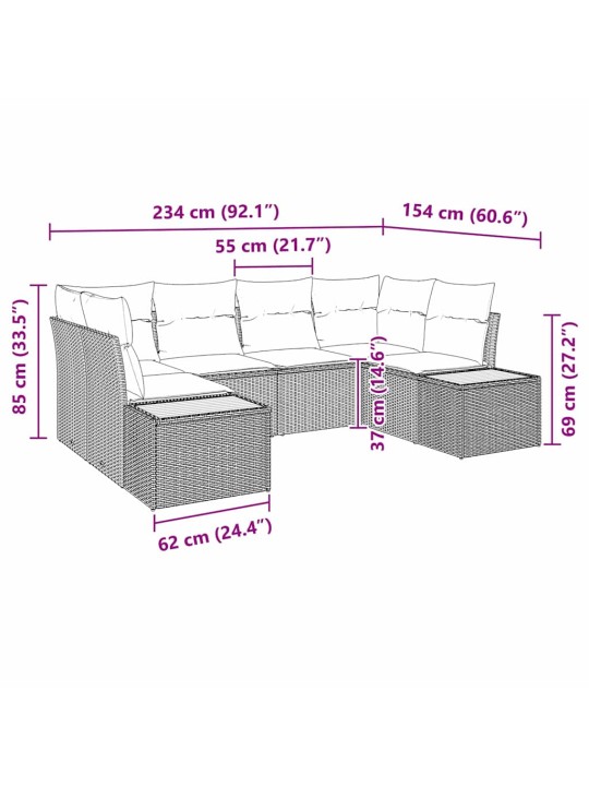Aia diivanikomplekt padjaga 6 tk hall polürooster