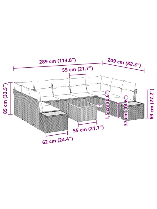 Aia diivanikomplekt padjaga 10 tk hall polürooster