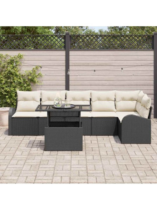 Aia diivanikomplekt 7 tk must ja kreemjas 100 x 55 x 73 cm