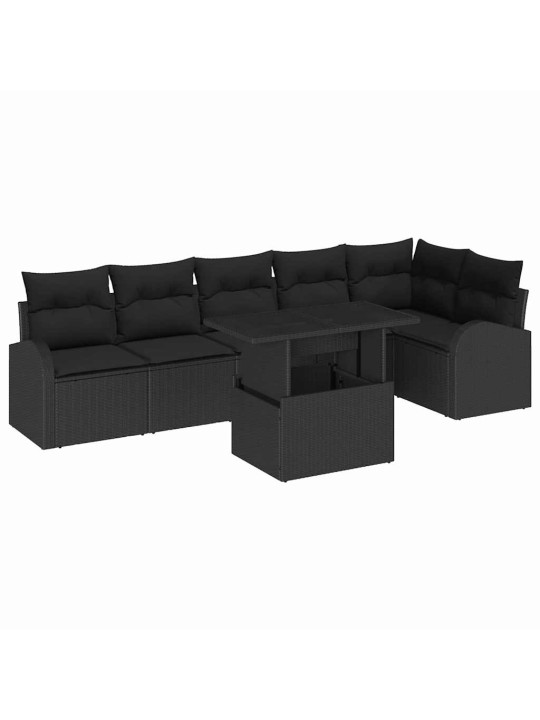 Aia diivanikomplekt padjaga 7 tk must 100 x 55 x 73 cm