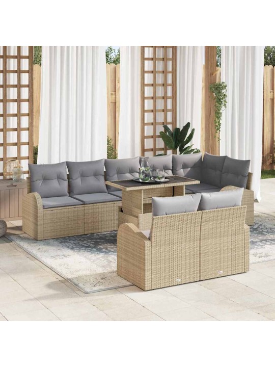 Aia diivanikomplekt 9 tk beež ja helehall 100 x 55 x 73 cm