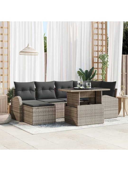 Aia diivanikomplekt 7 tk hall polü rattan, pulberkattega teras