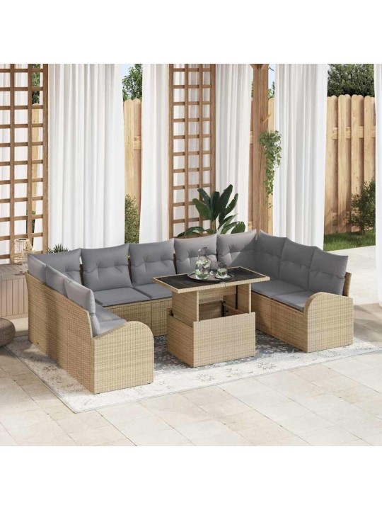 Aia diivanikomplekt 10 tk beež ja helehall 100 x 55 x 73 cm