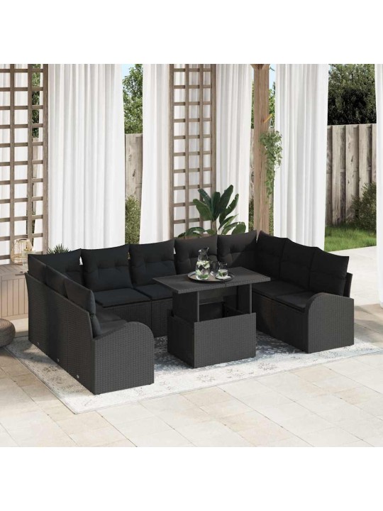 Aia diivanikomplekt padjaga 10 tk must 100 x 55 x 73 cm