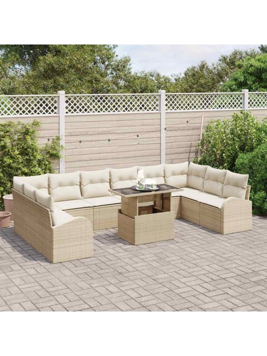 Aia diivanikomplekt 11 tk beež ja kreemjas 100 x 55 x 73 cm